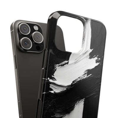 Abstract Black & White Slim IPhone Case - Modern Minimalist Design