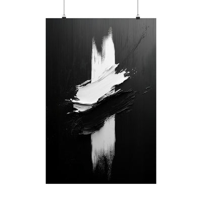 Modern Abstract Satin Poster - Black & White Wall Art