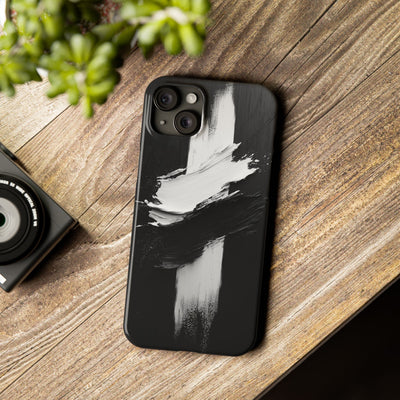 Abstract Black & White Slim IPhone Case - Modern Minimalist Design