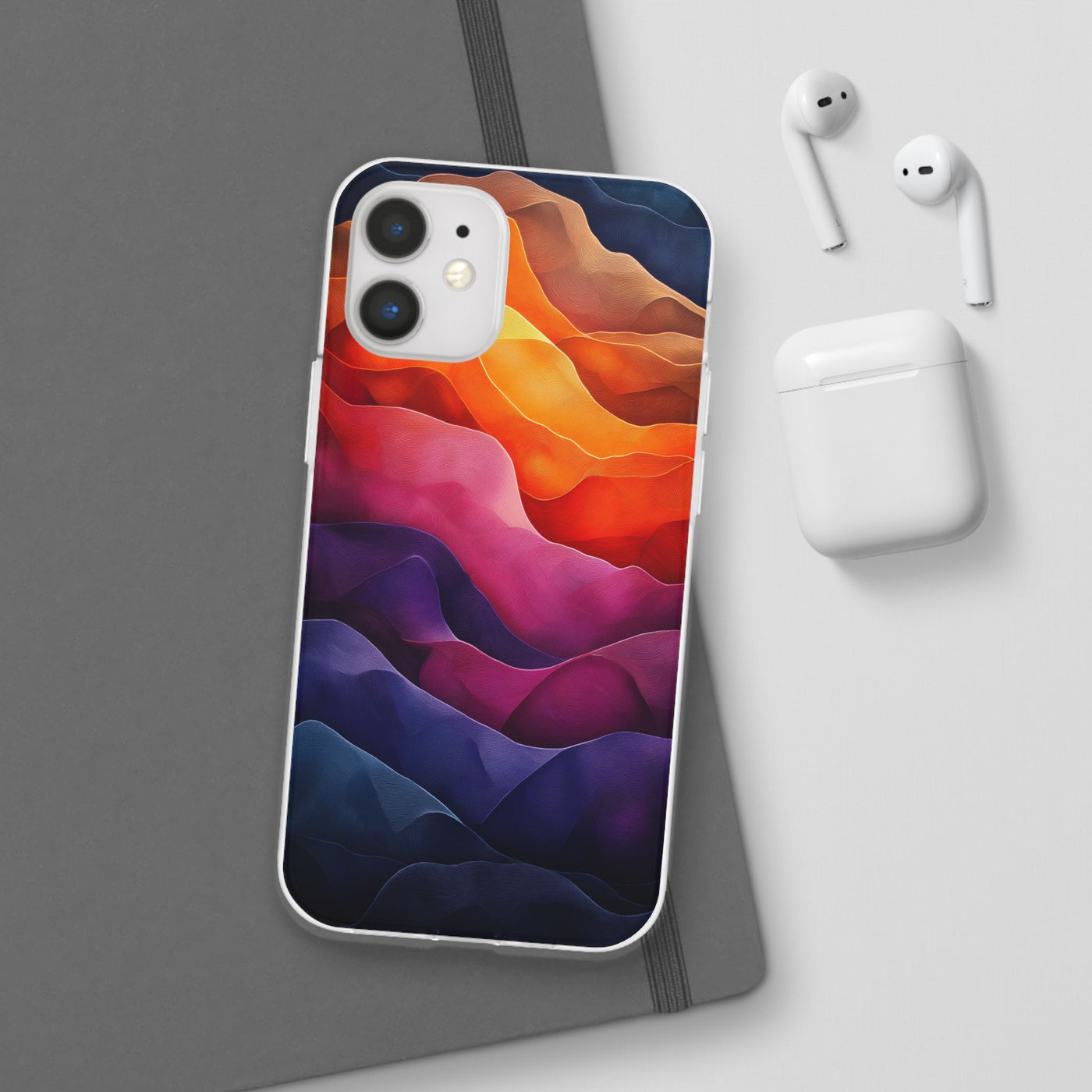 Vibrant Abstract IPhone & Samsung Flexi Case - Colorful Wave Design for Phone Protection