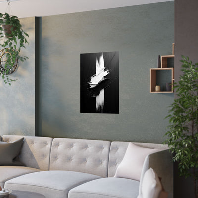 Modern Abstract Satin Poster - Black & White Wall Art