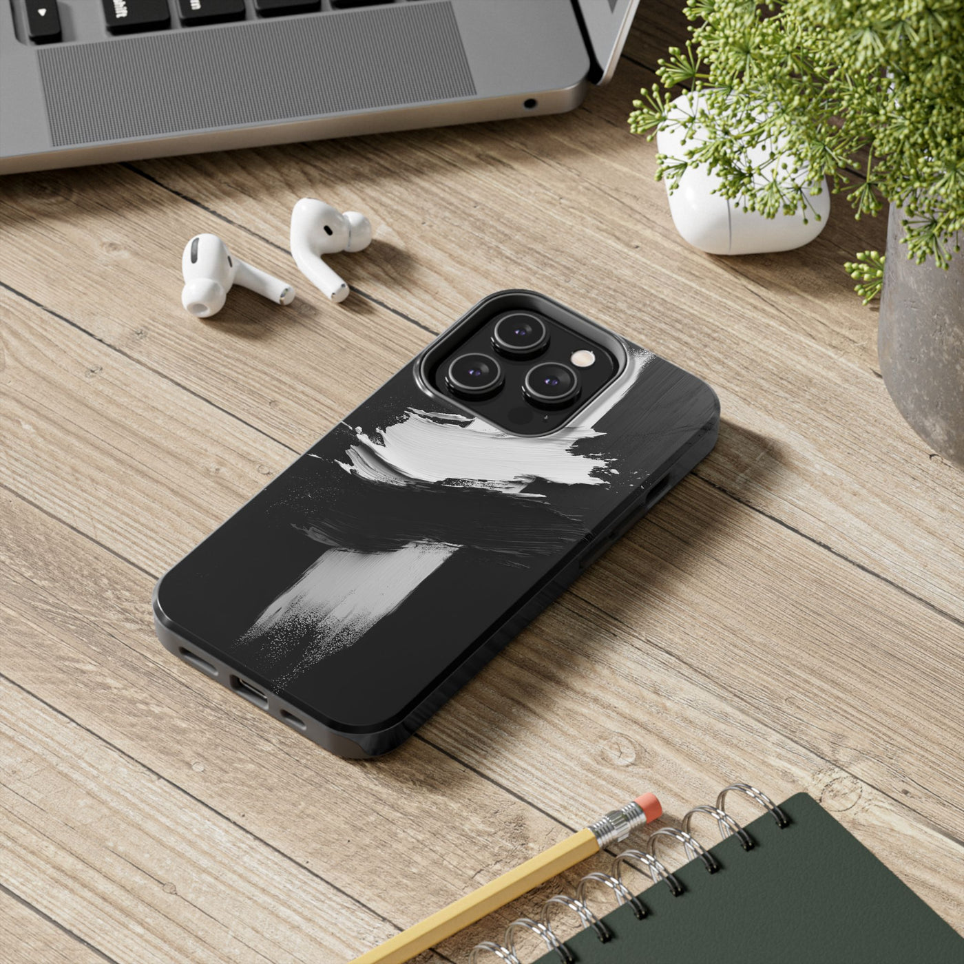 Abstract Black and White Tough IPhone & Samsung Case - Stylish Protection for Your Device