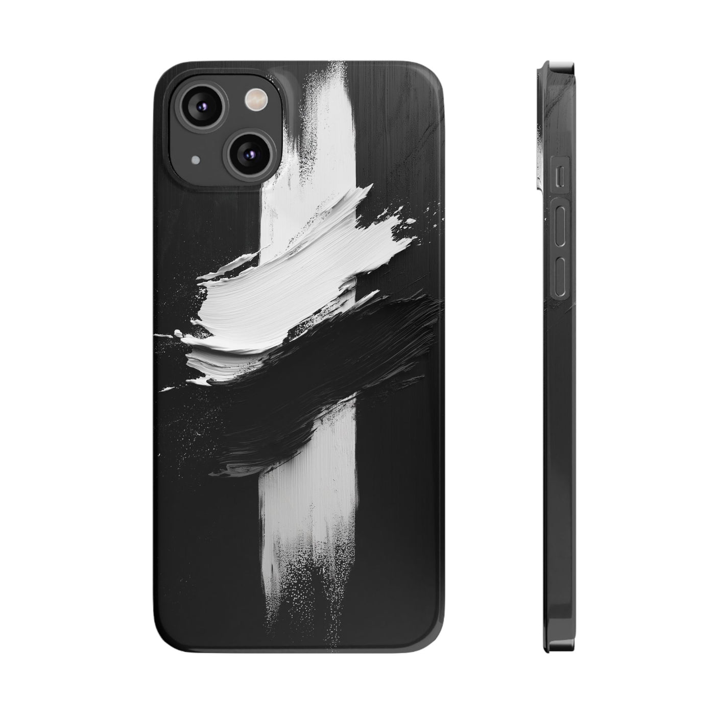 Abstract Black & White Slim IPhone Case - Modern Minimalist Design