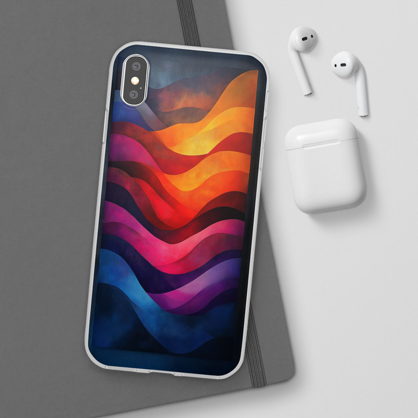 Abstract Waves IPhone & Samsung Flexi Case - Colorful Protective Phone Cover for Art Lovers