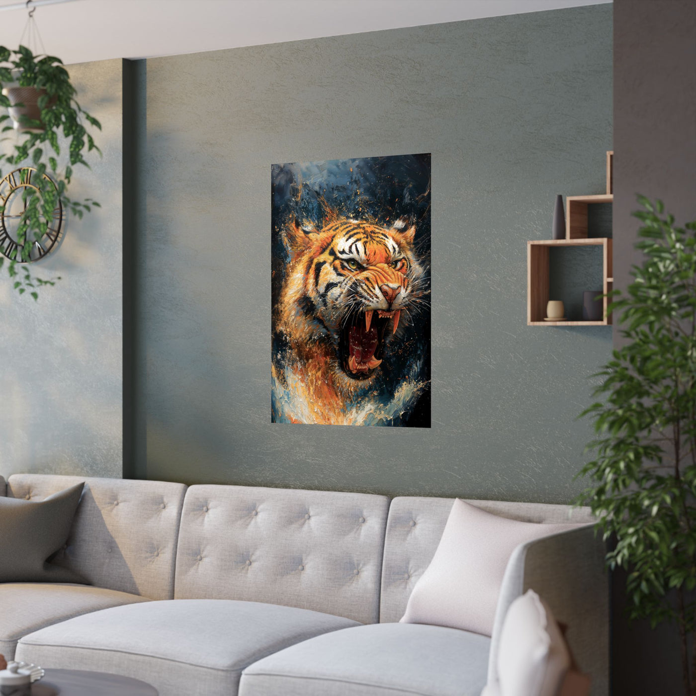 Fierce Tiger Satin Poster - 210gsm Wall Art for Animal Lovers