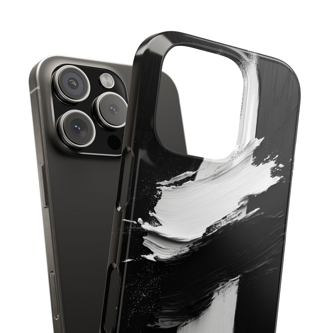 Abstract Black & White Slim IPhone Case - Modern Minimalist Design