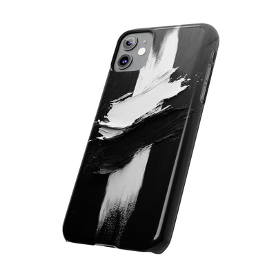 Abstract Black & White Slim IPhone Case - Modern Minimalist Design