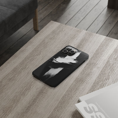 Abstract Black & White Slim IPhone Case - Modern Minimalist Design