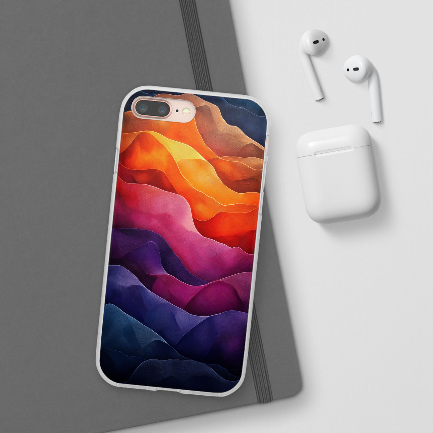 Vibrant Abstract IPhone & Samsung Flexi Case - Colorful Wave Design for Phone Protection