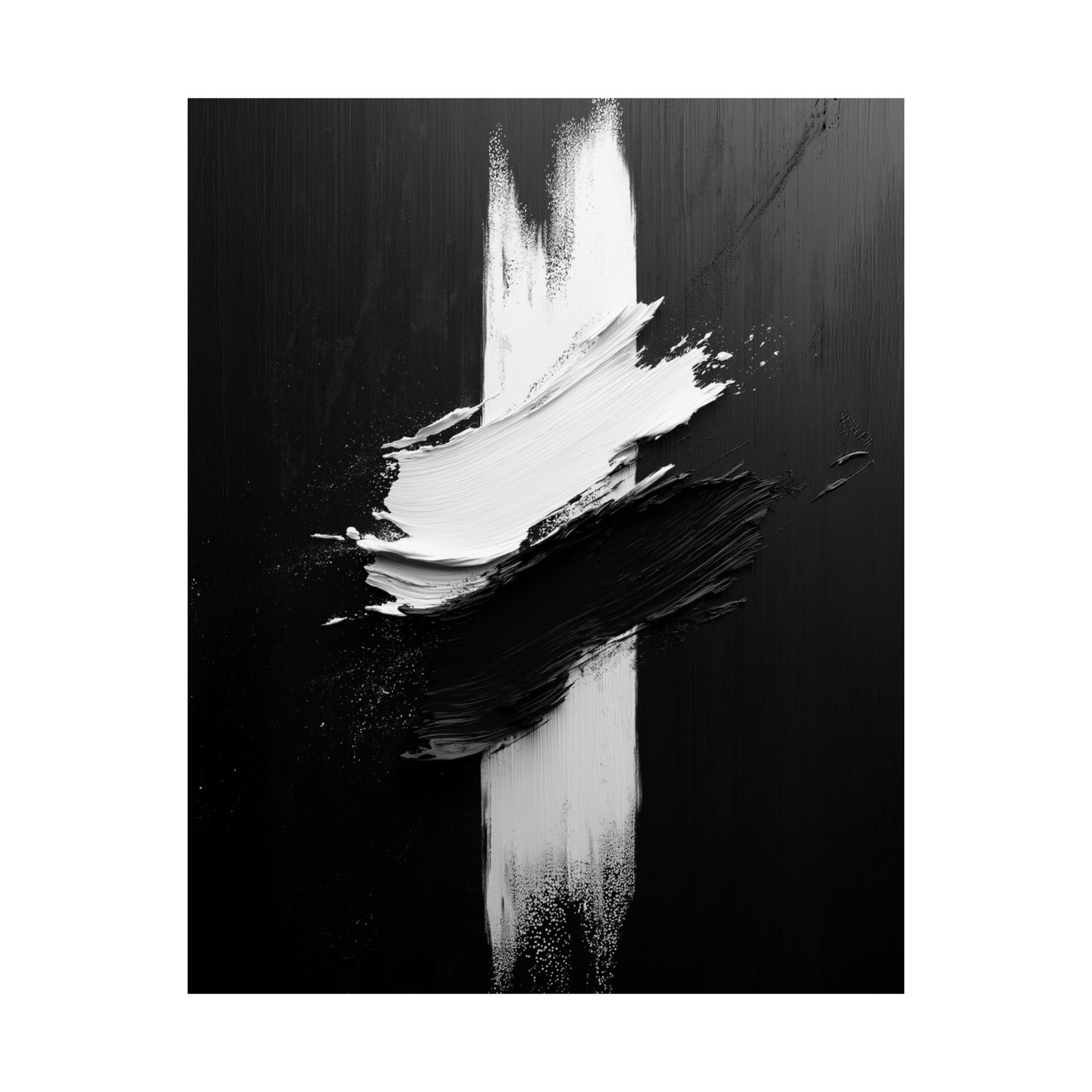 Modern Abstract Satin Poster - Black & White Wall Art