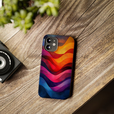 Vibrant Waves Slim IPhone Case - Colorful Abstract Design for Trendy Style