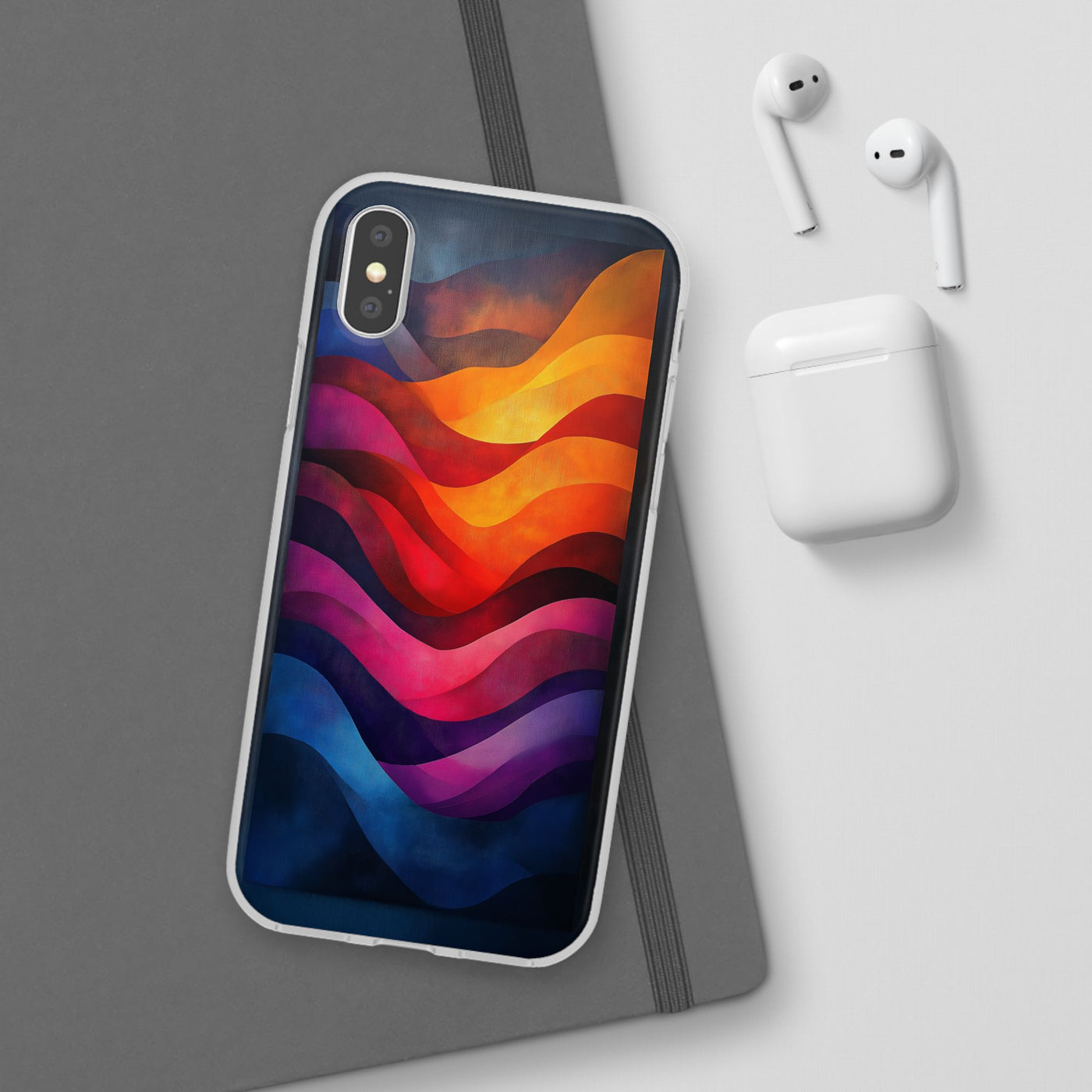 Abstract Waves IPhone & Samsung Flexi Case - Colorful Protective Phone Cover for Art Lovers