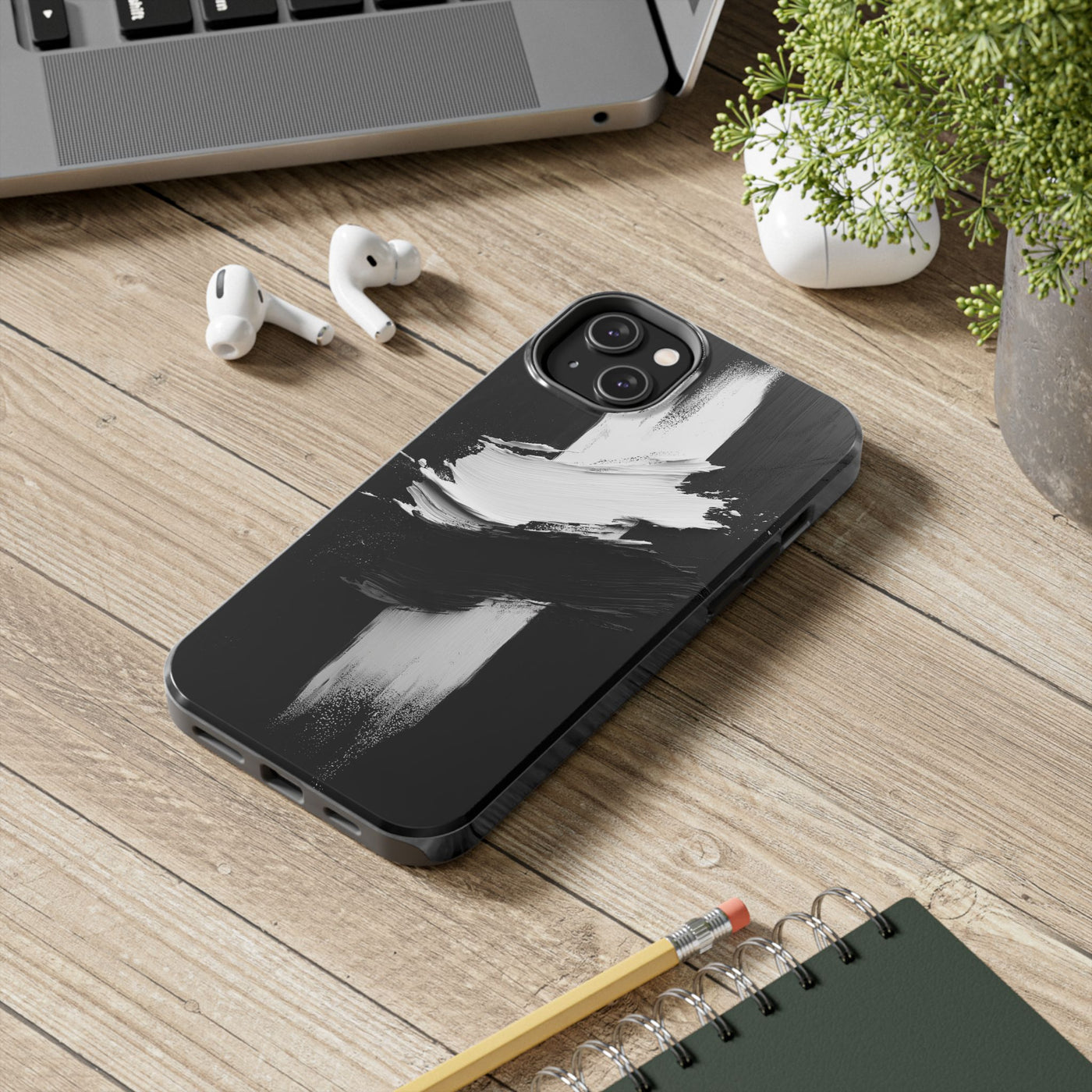 Abstract Black and White Tough IPhone & Samsung Case - Stylish Protection for Your Device