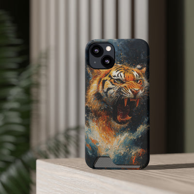 Fierce Tiger IPhone & Samsung Magsafe® Case with Credit Card Holder | Durable, Stylish Design for Animal Lovers