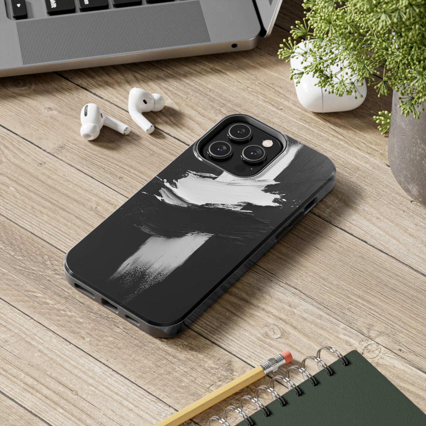 Abstract Black and White Tough IPhone & Samsung Case - Stylish Protection for Your Device