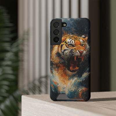 Fierce Tiger IPhone & Samsung Magsafe® Case with Credit Card Holder | Durable, Stylish Design for Animal Lovers