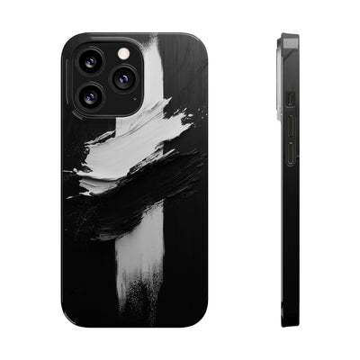 Abstract Black & White Slim IPhone Case - Modern Minimalist Design