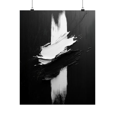 Modern Abstract Satin Poster - Black & White Wall Art