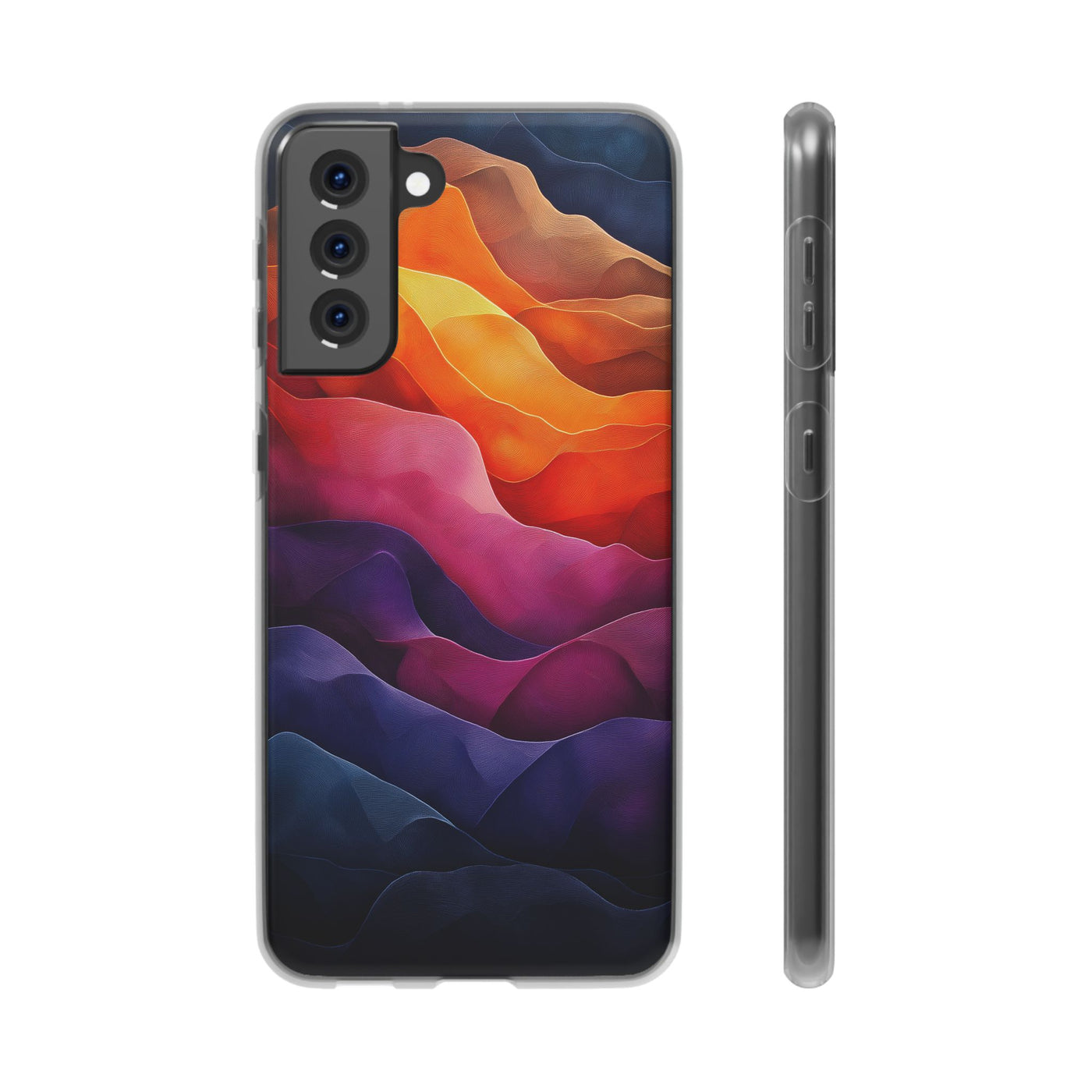 Vibrant Abstract IPhone & Samsung Flexi Case - Colorful Wave Design for Phone Protection