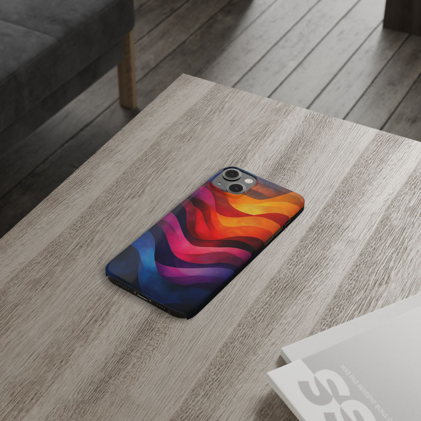 Vibrant Waves Slim IPhone Case - Colorful Abstract Design for Trendy Style