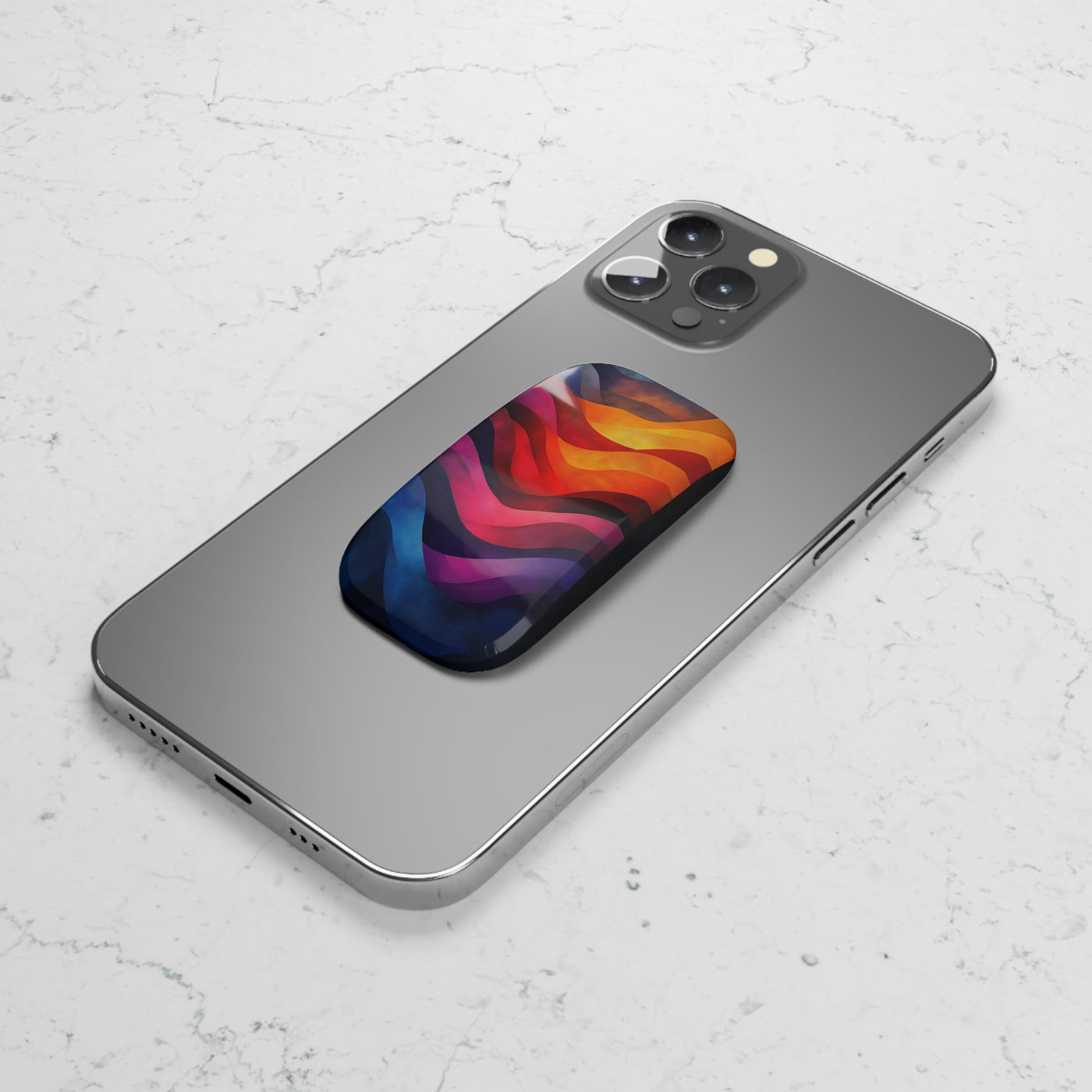 Colorful Phone Click-On Grip | Vibrant Wave Design for Easy Handling