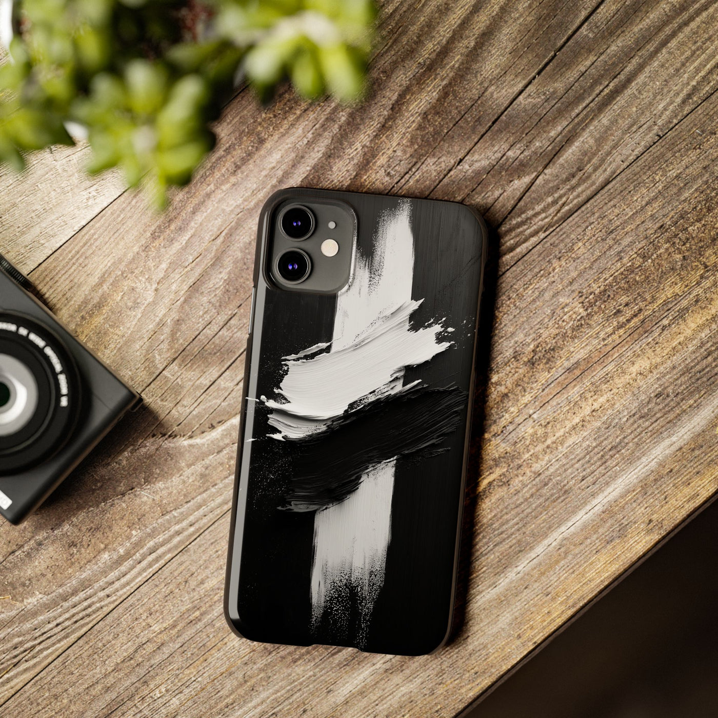 Abstract Black & White Slim IPhone Case - Modern Minimalist Design