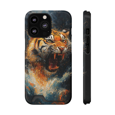 Fierce Tiger IPhone & Samsung Magsafe® Case with Credit Card Holder | Durable, Stylish Design for Animal Lovers