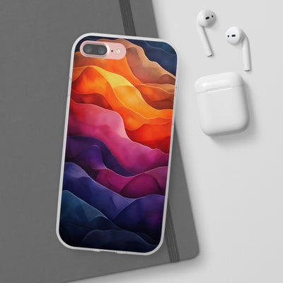 Vibrant Abstract IPhone & Samsung Flexi Case - Colorful Wave Design for Phone Protection