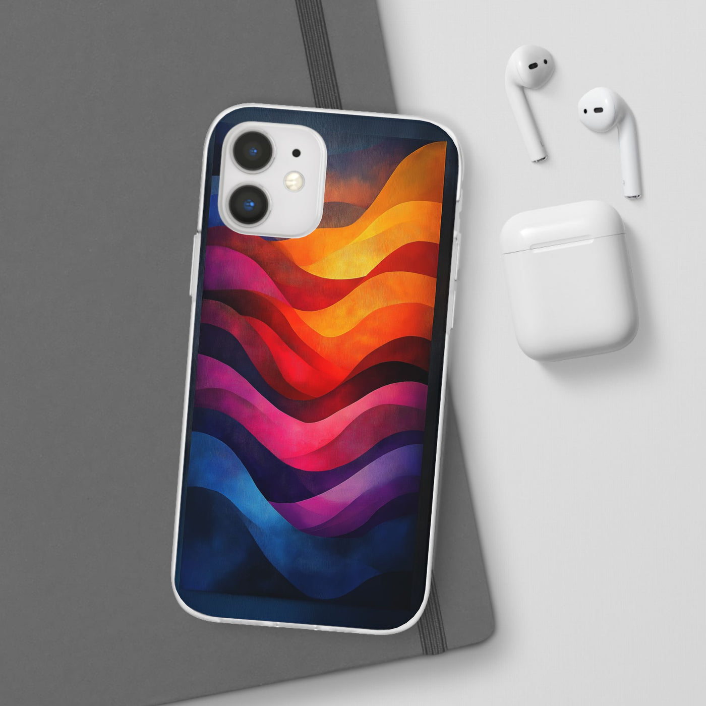 Abstract Waves IPhone & Samsung Flexi Case - Colorful Protective Phone Cover for Art Lovers