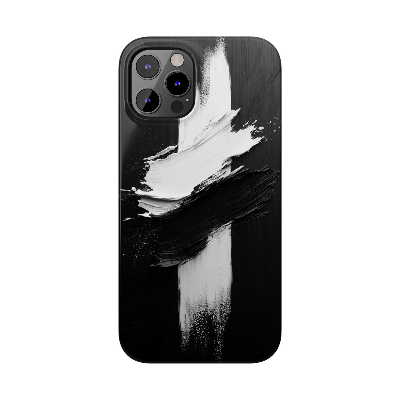 Abstract Black & White Slim IPhone Case - Modern Minimalist Design