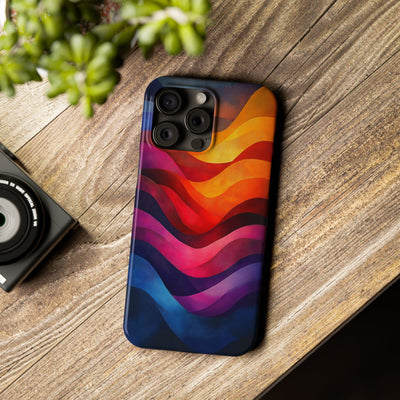 Vibrant Waves Slim IPhone Case - Colorful Abstract Design for Trendy Style