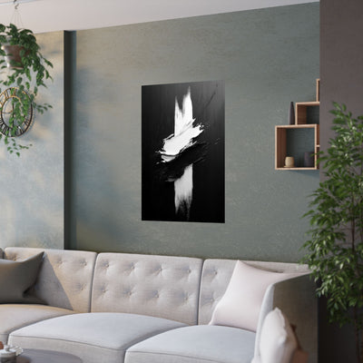 Modern Abstract Satin Poster - Black & White Wall Art