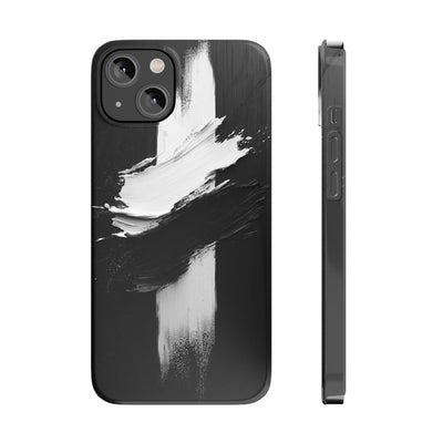 Abstract Black & White Slim IPhone Case - Modern Minimalist Design