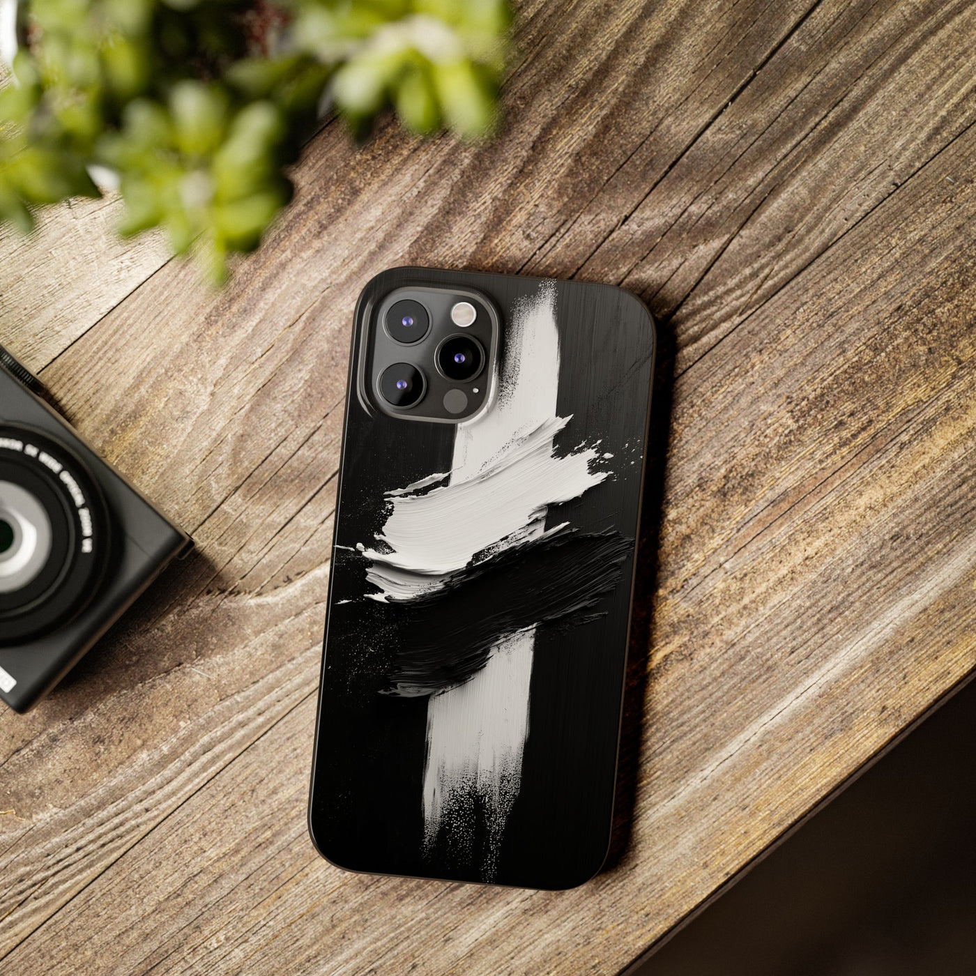 Abstract Black & White Slim IPhone Case - Modern Minimalist Design