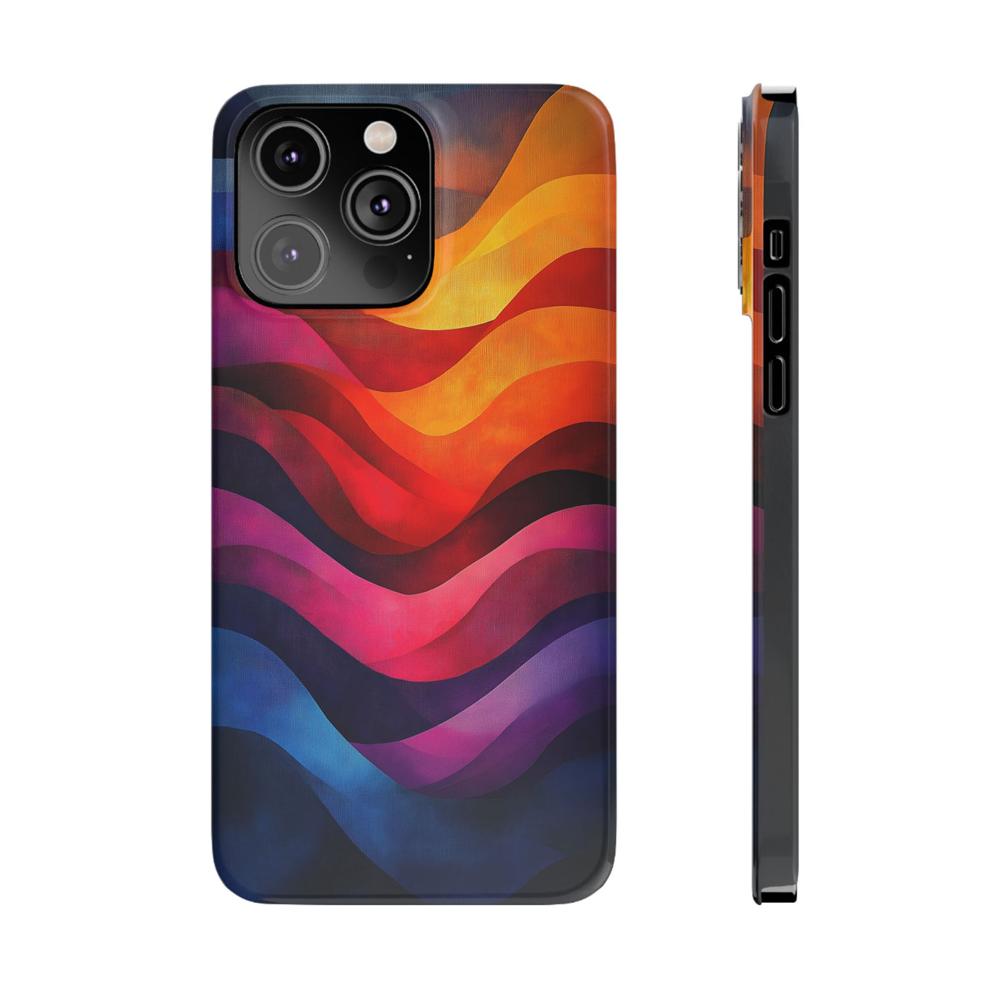 Vibrant Waves Slim IPhone Case - Colorful Abstract Design for Trendy Style