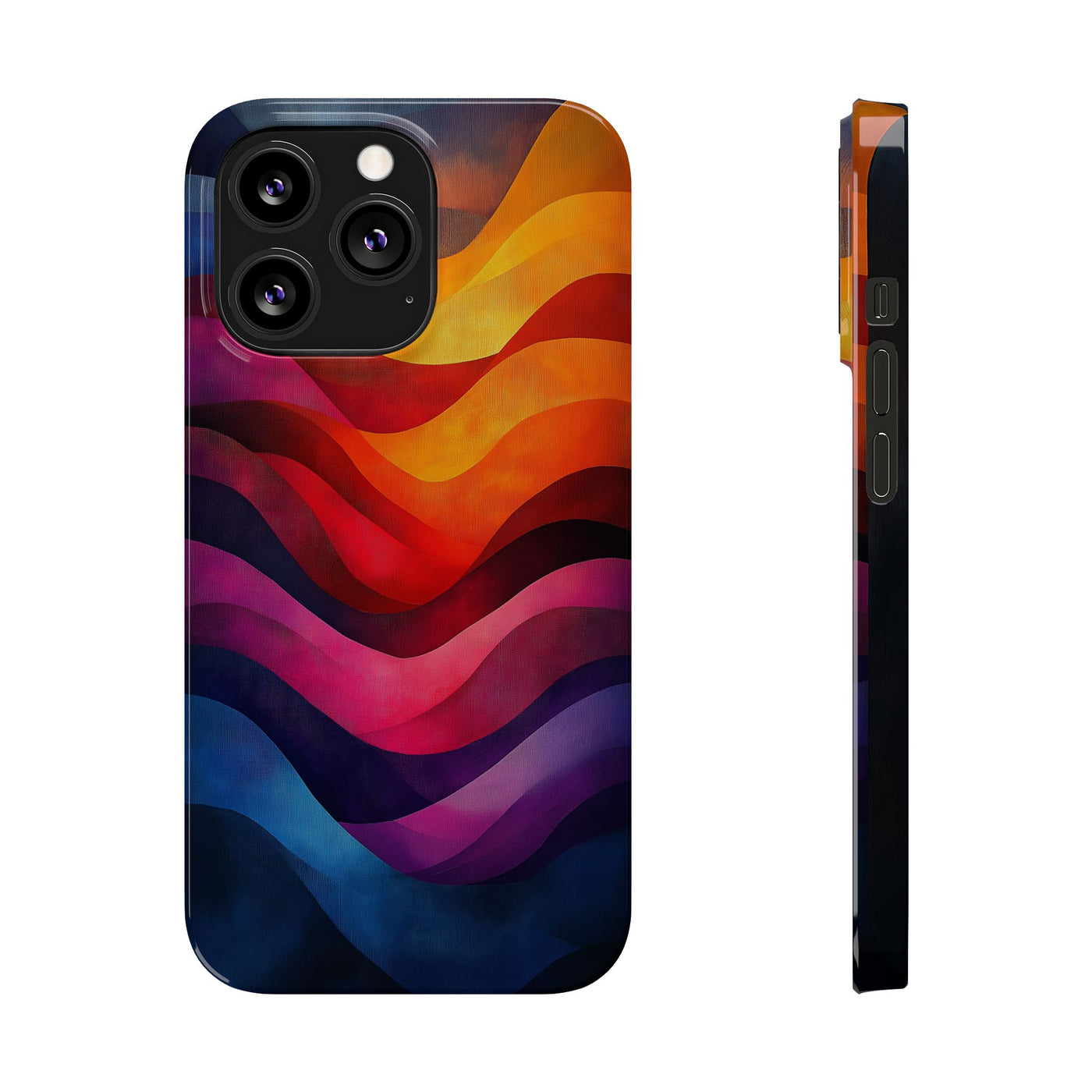 Vibrant Waves Slim IPhone Case - Colorful Abstract Design for Trendy Style