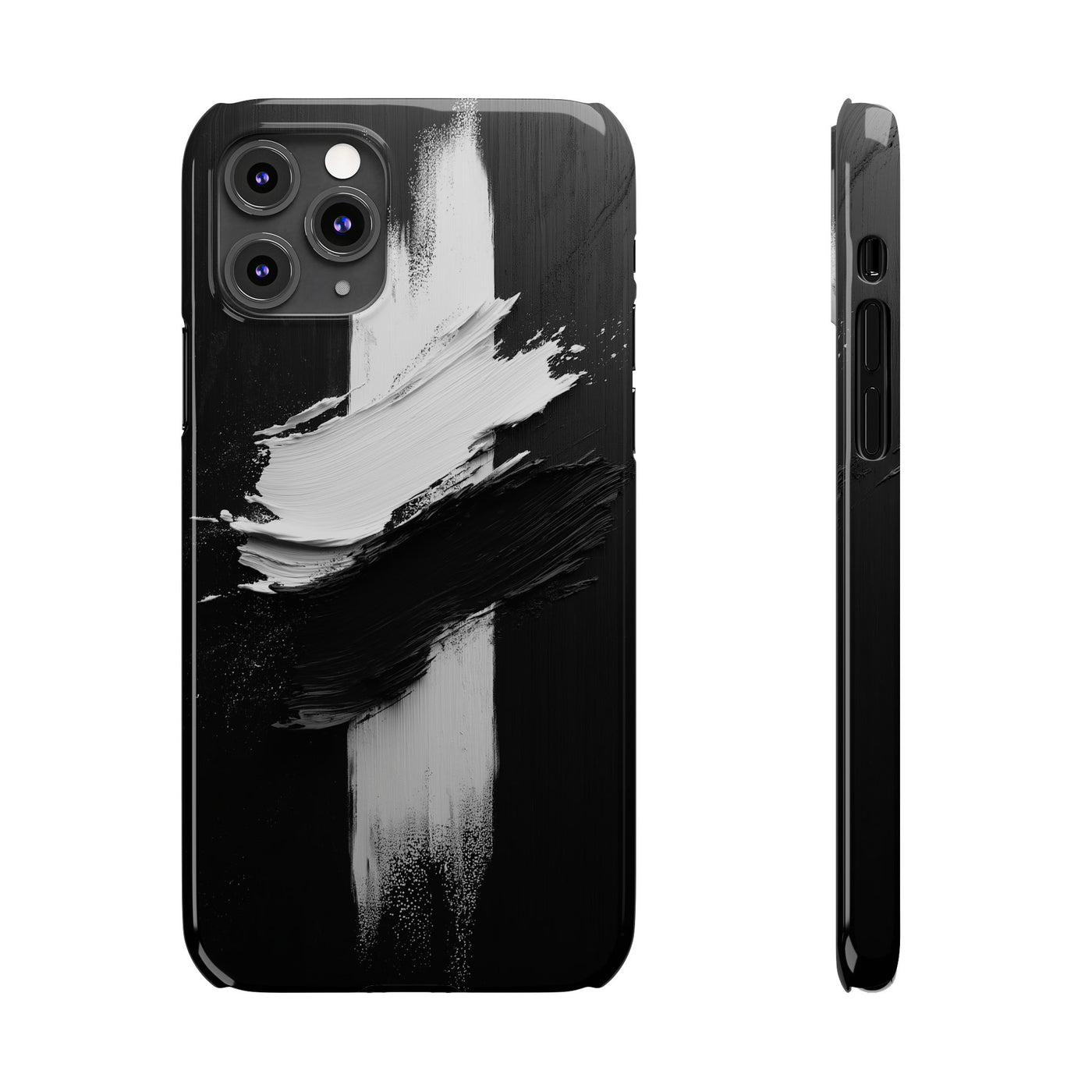 Abstract Black & White Slim IPhone Case - Modern Minimalist Design