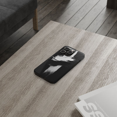 Abstract Black & White Slim IPhone Case - Modern Minimalist Design