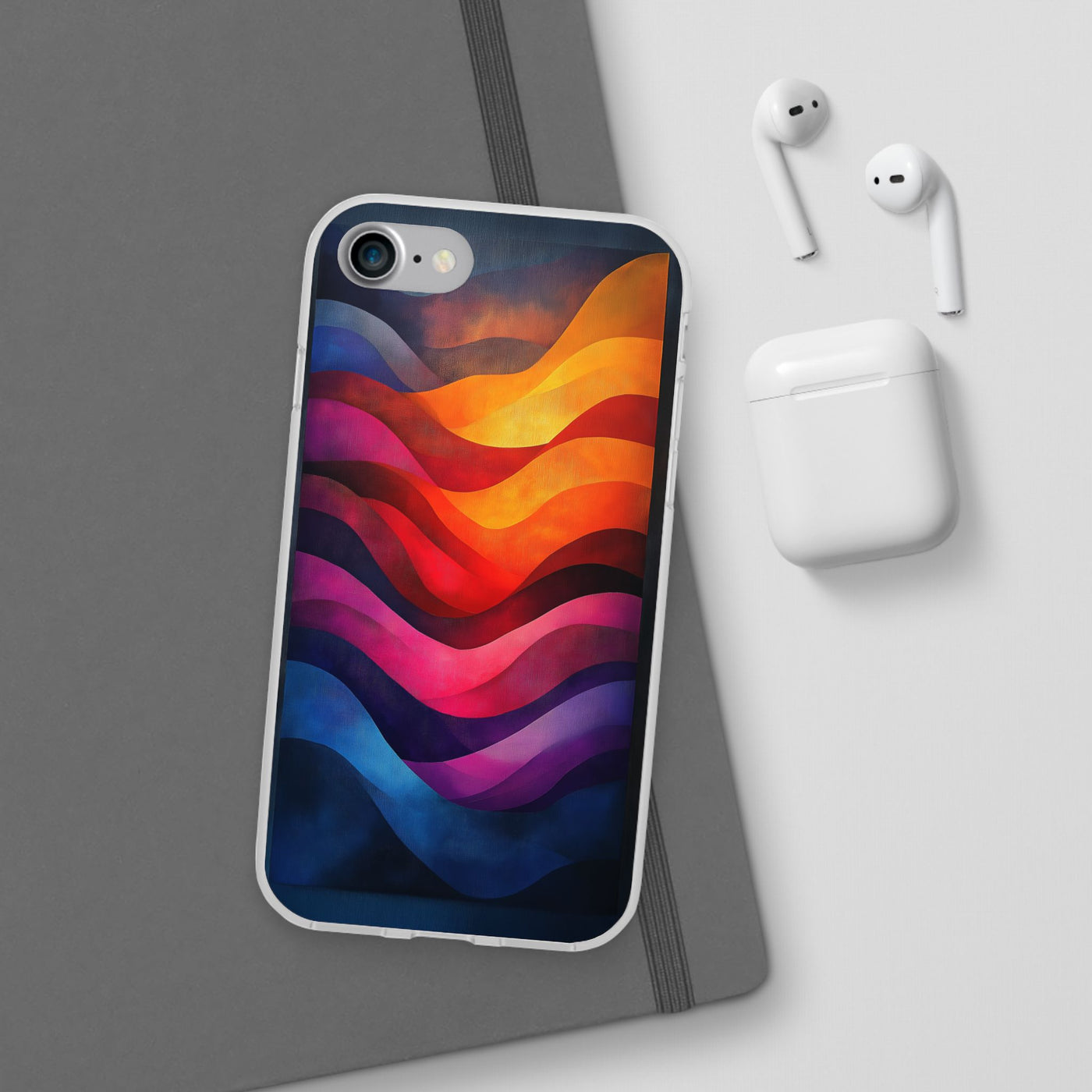 Abstract Waves IPhone & Samsung Flexi Case - Colorful Protective Phone Cover for Art Lovers