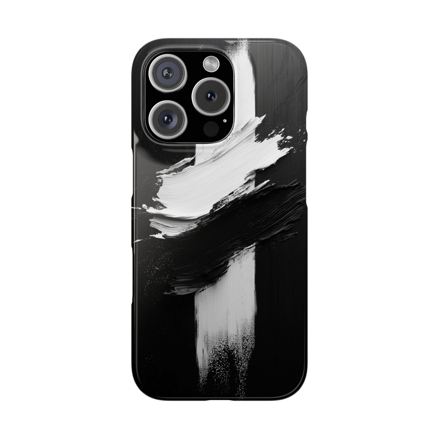 Abstract Black & White Slim IPhone Case - Modern Minimalist Design