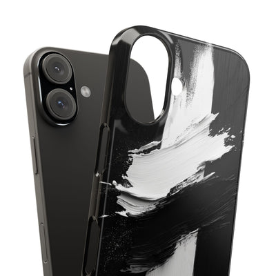 Abstract Black & White Slim IPhone Case - Modern Minimalist Design