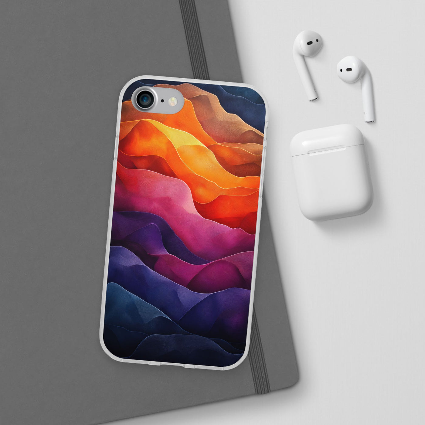 Vibrant Abstract IPhone & Samsung Flexi Case - Colorful Wave Design for Phone Protection