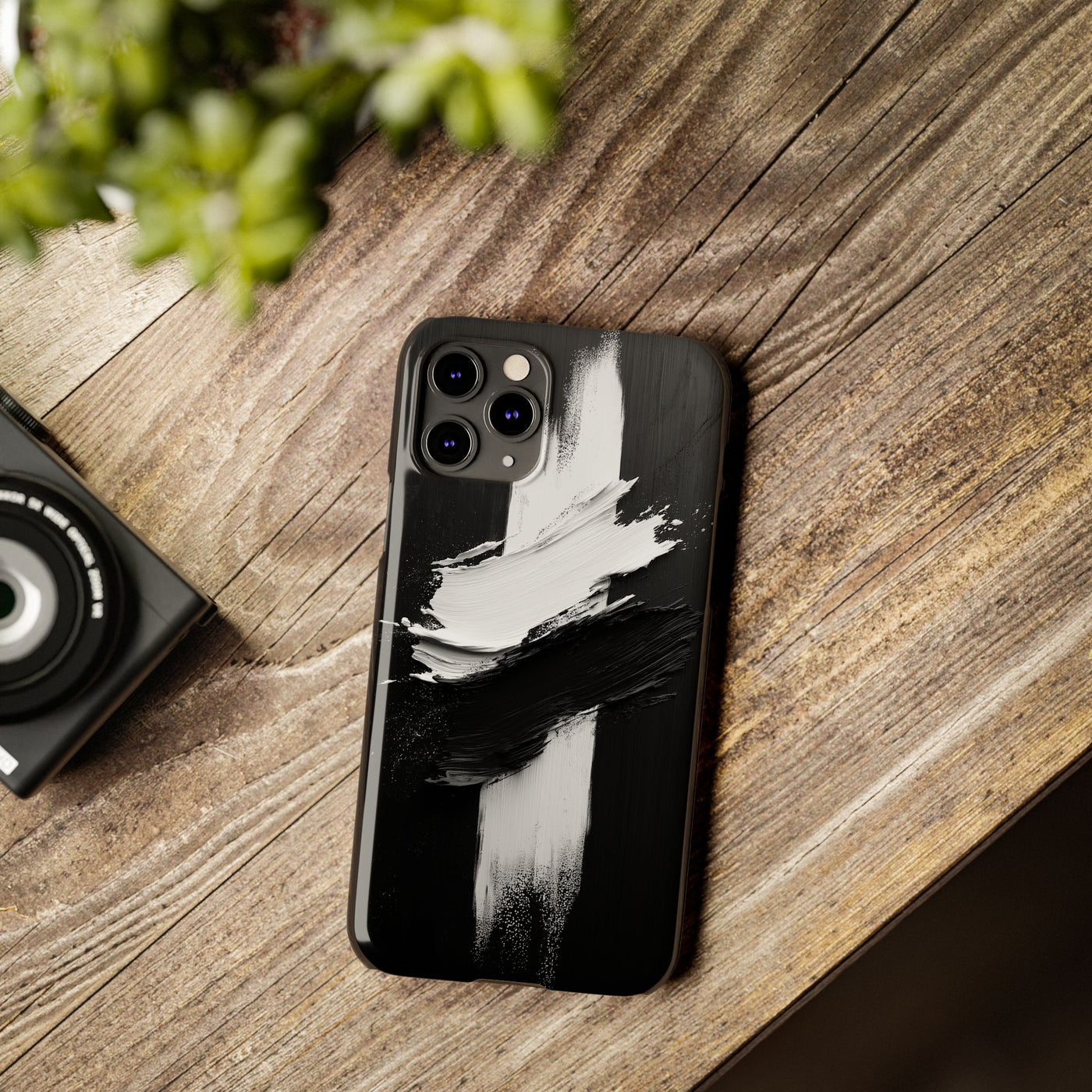 Abstract Black & White Slim IPhone Case - Modern Minimalist Design