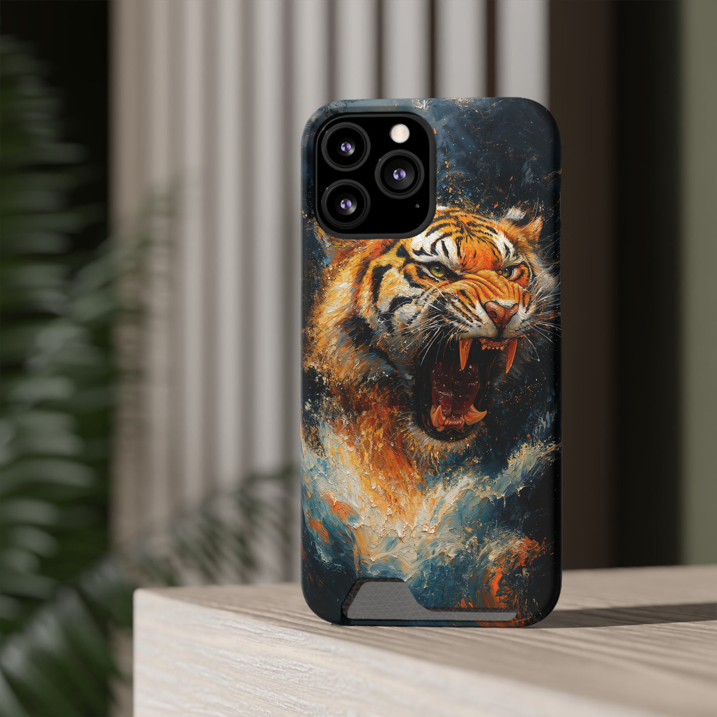 Fierce Tiger IPhone & Samsung Magsafe® Case with Credit Card Holder | Durable, Stylish Design for Animal Lovers