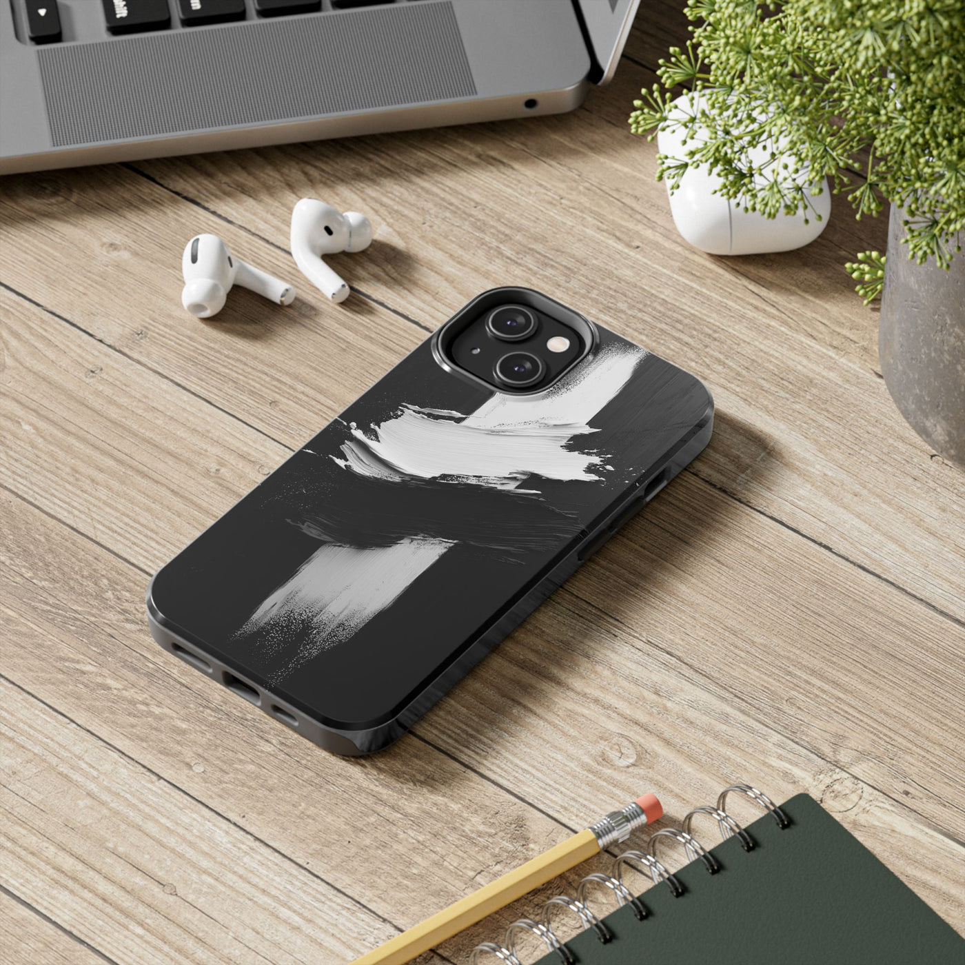 Abstract Black and White Tough IPhone & Samsung Case - Stylish Protection for Your Device