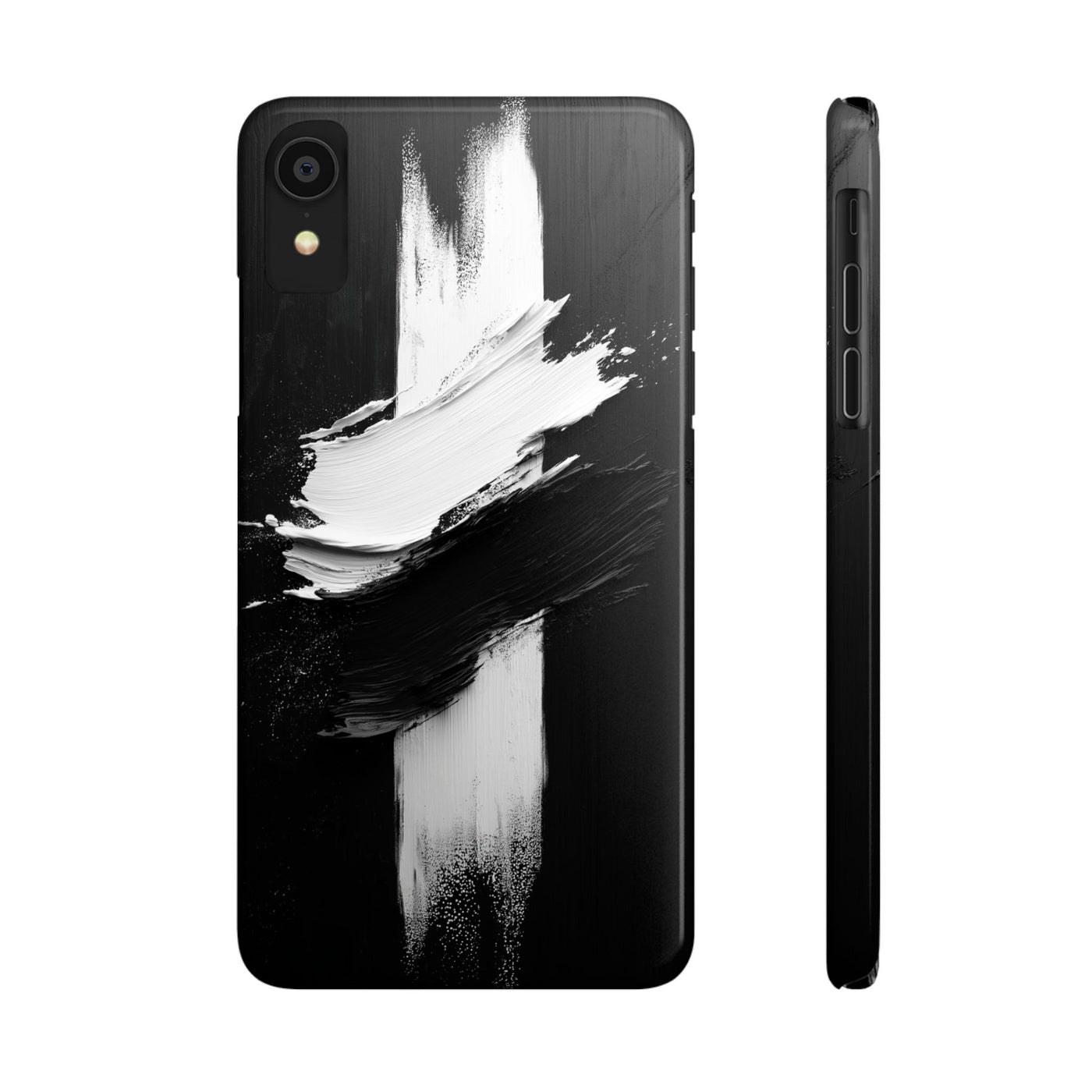 Abstract Black & White Slim IPhone Case - Modern Minimalist Design