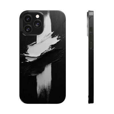 Abstract Black & White Slim IPhone Case - Modern Minimalist Design