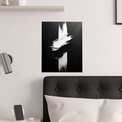 Modern Abstract Satin Poster - Black & White Wall Art