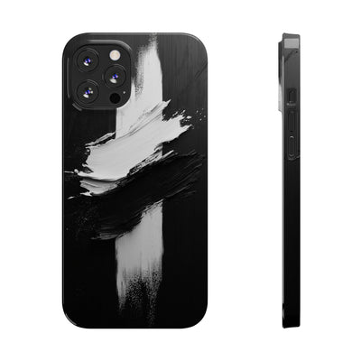 Abstract Black & White Slim IPhone Case - Modern Minimalist Design