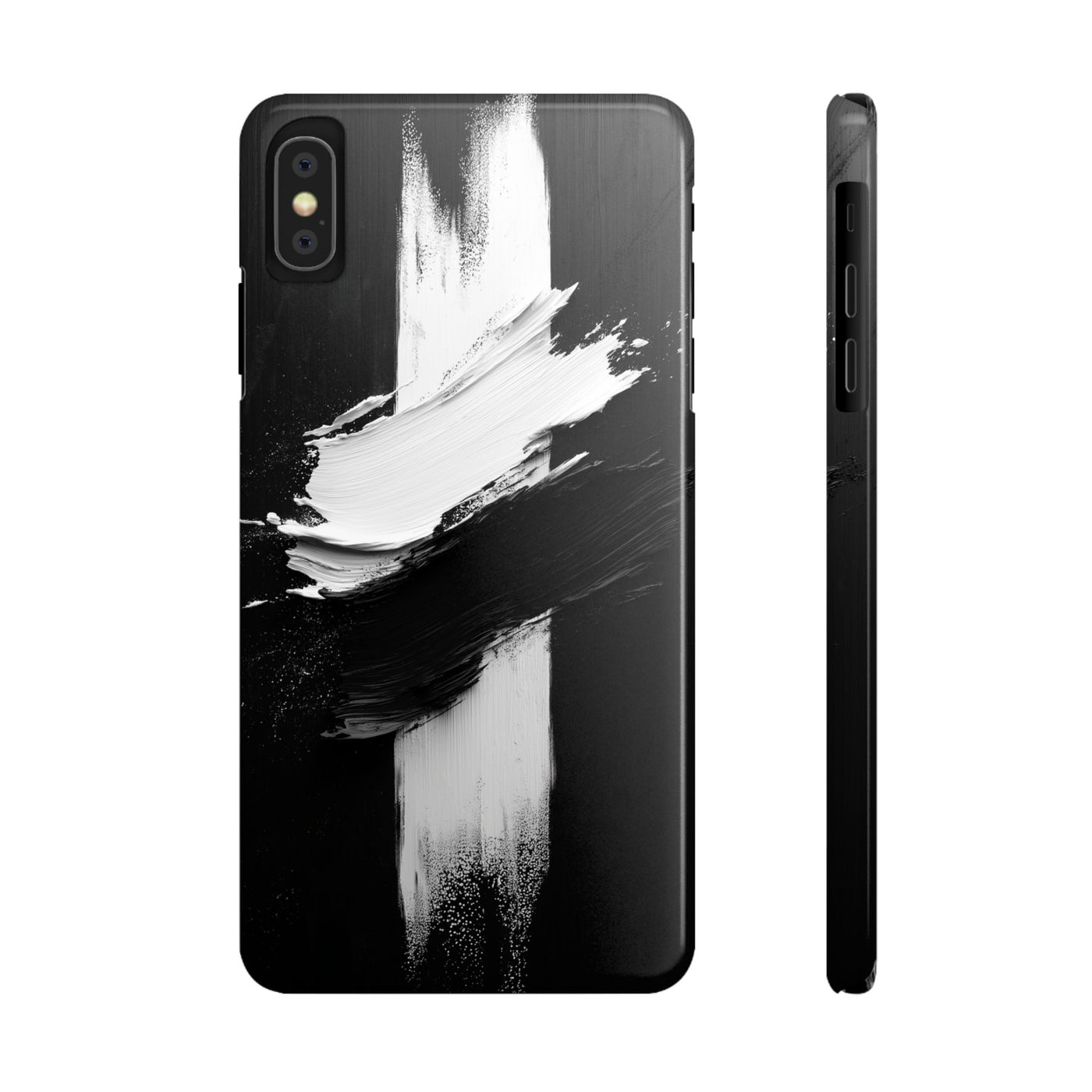 Abstract Black & White Slim IPhone Case - Modern Minimalist Design